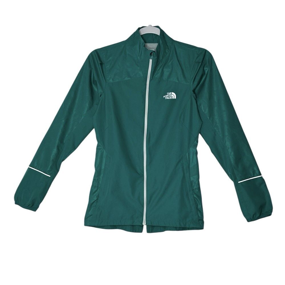 The North Face Jacket Women‎ XS Full Zip Green Windbreaker  Outdoors Reflective